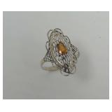 925 Sterling Silver Citrine Size 8 Ring