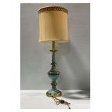 MCM Blue and Brass Table Lamp with Shade...works