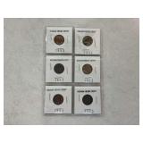 (6) Indian Head Cents From Years 1895 to 1905
