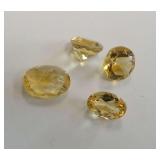 (4) Faceted Yellow Citrine Gemstones, 5.00 Carats Total