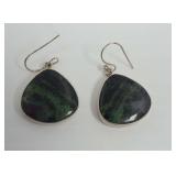 Sterling Silver and Ruby in Zoisite Drop Earrings