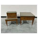 (2) Mersman Wooden Tables with Glass Tops