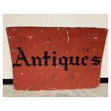 Painted Wooden Antiques Sign