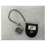 Nike Quartz Pocket Watch with Leather Case and Chain