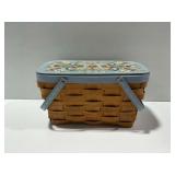 Basketville Putney Vermont Woven Splint Basket with Hand Painted Lid