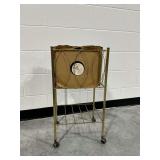 Vintage Rolling Metal Record Stand with 78 RPM Radio Station Records