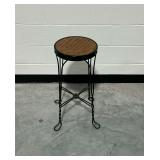 Wrought Iron Ice Cream Parlor Stool with Wooden Seat
