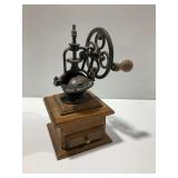 Cast Iron and Wooden Manual Coffee Grinder with Drawer