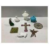 Decorative Milk Glass, Ceramic, and Metal Items