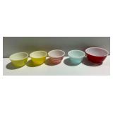 (5) Pyrex Glass Mixing Bowls