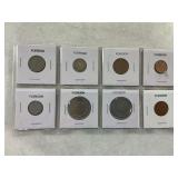 (8) Foreign Coins in Cardboard Holders
