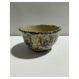 Red Wing Spongeware Paneled Mixing Bowl with Ratzlaff Brothers Edgerton Wisconsin Advertising...see description
