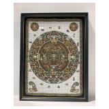 Framed Aztec Calendar Textile Art
