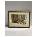 Ron Colgrove Watercolor Painting of Winter Barn Scene