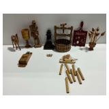 Carved Wooden Figurines and Decorative Items