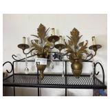 Brass Wall Sconce Candelabra Pair