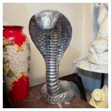 Silver Concrete Cobra Sculpture