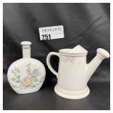 Floral Ceramic Bottle and Watering Jug Set
