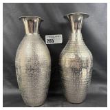 Silver-Finished Hammered Metal Vases