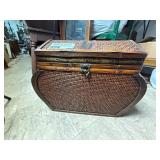 Woven Wood Chest With Hinged Lid