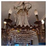 Crystal and Brass Six-Light Chandelier