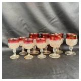 11 Red and Clear Glass Goblets