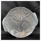 Hadeland Glass Fish Motif Serving Plate