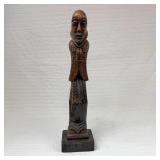 Hand-Carved Wooden Figurine on Base
