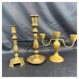 Three Brass Candle Holders