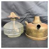 Glass and Brass Oil Lamp Bases