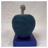 Beaded Blue Apple With Wire Stem