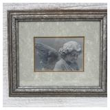 Framed Angel Statue Print in Silver Frame