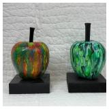 Hand-Painted Apple Statues on Bases