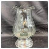 Glass Hurricane Lamp With Metal Base