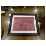 Framed Rolling Stones Ticket Stub