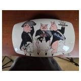 Ceramic Covered Dish with Pig Design