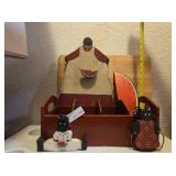 Wooden Kitchen Utensil Holder with Figures