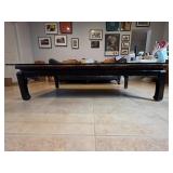 Glass-Top Coffee Table with Black Base