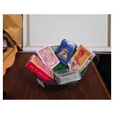 Playing Cards with Green Bowl