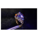 Multistone Gold Ring With Filigree Design