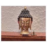 Brass Buddha Head Figure with Base
