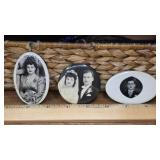 Three Vintage Memorial Portrait Pins