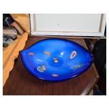 Murano Blue Glass Bowl with Millefiori Design
