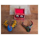 Colorful Ornament Lot with Storage Box