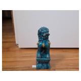 Ceramic Foo Dog Figurine in Blue Glaze