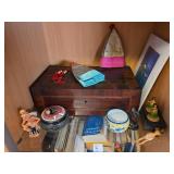 Wooden Box With Assorted Items