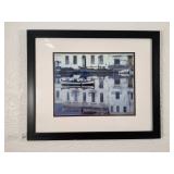 Framed Photograph of Boats Reflecting Buildings