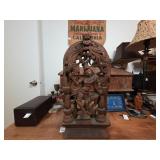 Hand-Carved Wooden Sculpture of Two Figures