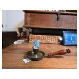 Brass Chamberstick with Wooden Handle