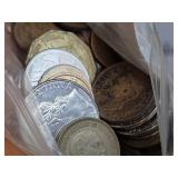 World Coins in Plastic Bag